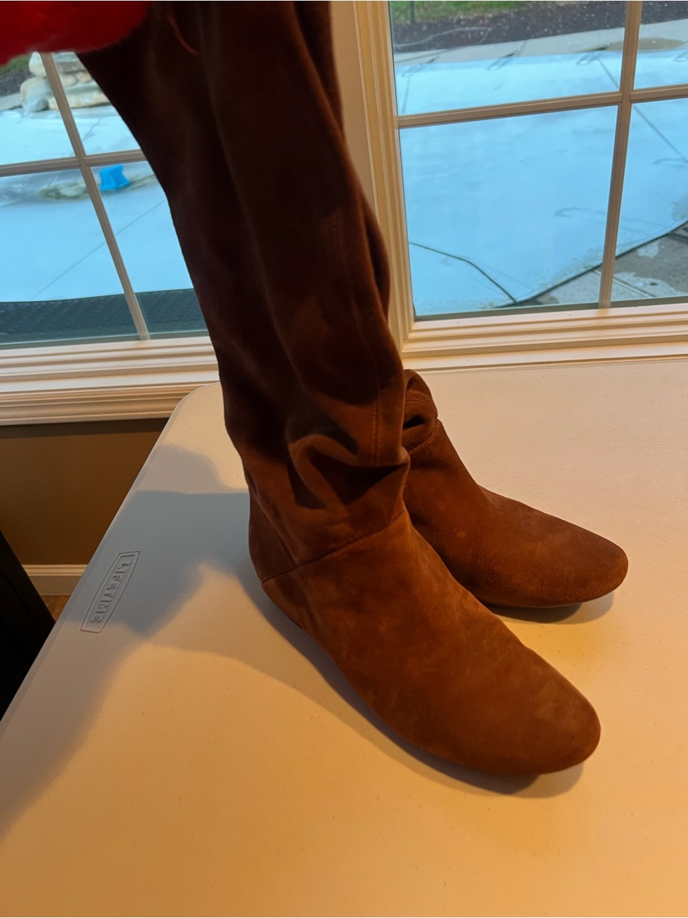 Brown Suede Knee-High Boots